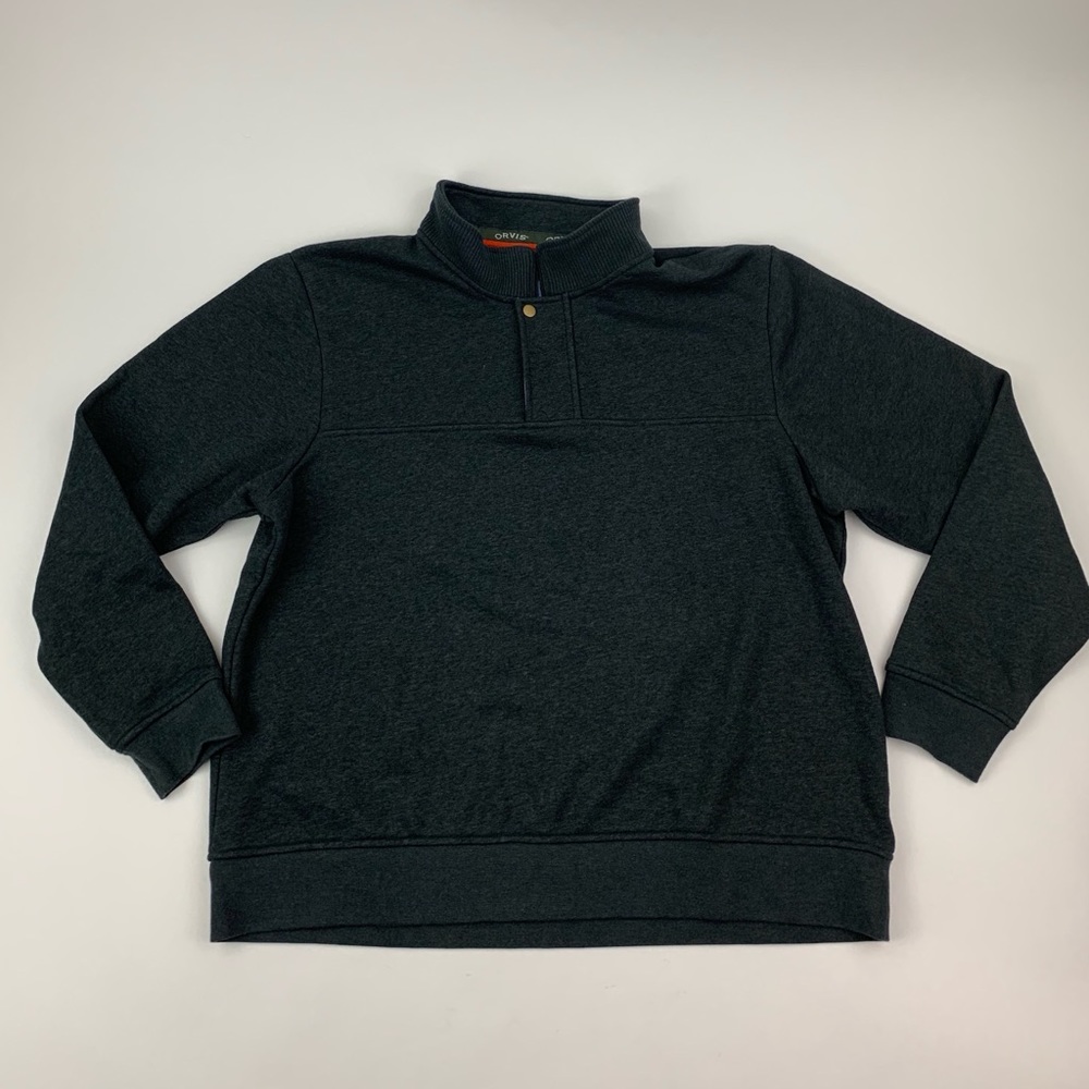 Orvis Classic Mens Gray 1/4 Zip Fleece Sweater XXL